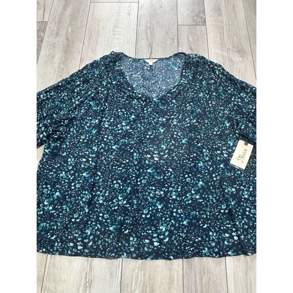 Terra & Sky full figure blue blouse plus size 3X - Picture 7 of 12